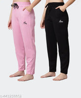 Black and pink cotton blend maxi pyjama set (pack of 2) - ChicCloset women's loungewear